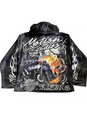 Motion Studios XL Graphic Hoodie with Eagle and Motorcycle